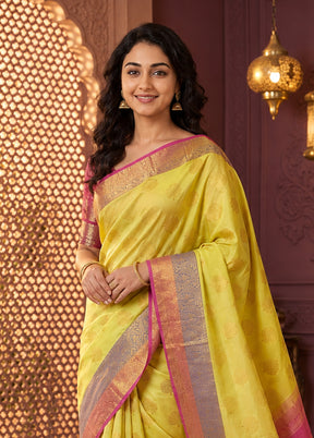 Green Handloom Kanjivaram Pure Silk Saree With Blouse Piece