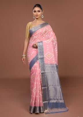 Pink Pure Cotton Saree With Blouse Piece
