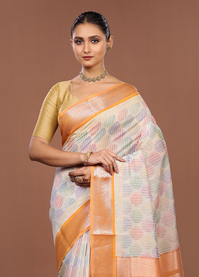 Multicolor Pure Cotton Saree With Blouse Piece