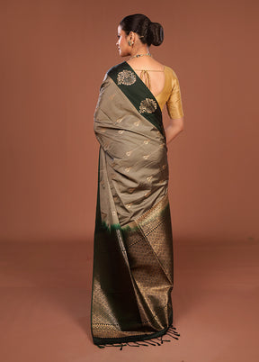 Grey Kanjivaram Silk Saree With Blouse Piece