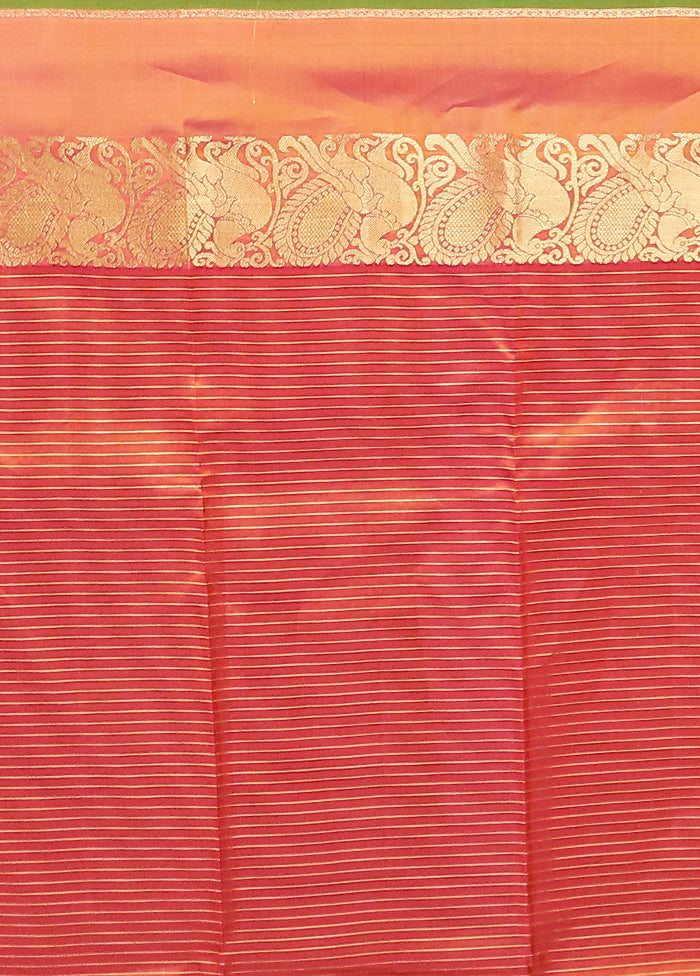 Yellow Handloom Kanjivaram Pure Silk Saree With Blouse Piece