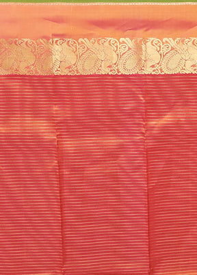 Yellow Handloom Kanjivaram Pure Silk Saree With Blouse Piece