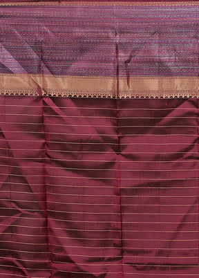 Purple Handloom Kanjivaram Pure Silk Saree With Blouse Piece