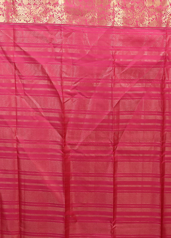 Blue Handloom Kanjivaram Pure Silk Saree With Blouse Piece