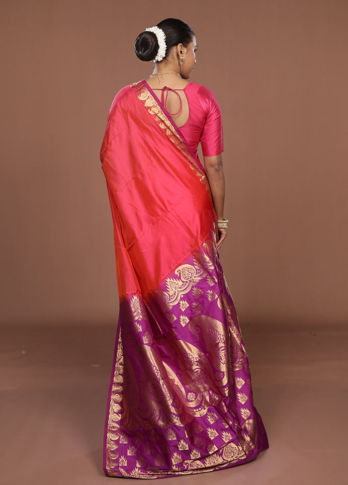 Red Handloom Kanjivaram Pure Silk Saree With Blouse Piece