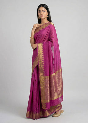 Purple Dupion Silk Saree With Blouse Piece