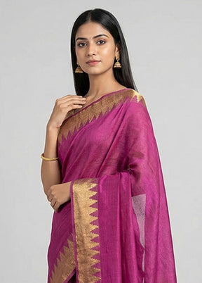 Purple Dupion Silk Saree With Blouse Piece