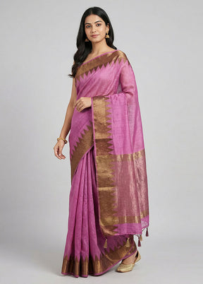Purple Dupion Silk Saree With Blouse Piece