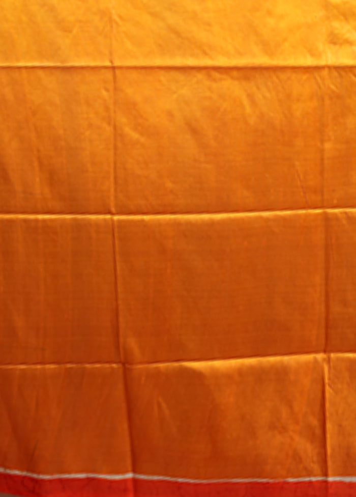 Cream Printed Silk Saree Without Blouse Piece