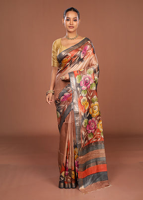 Multicolor Tussar Silk Saree With Blouse Piece