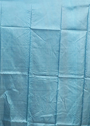 Blue Printed Pure Silk Saree Without Blouse Piece