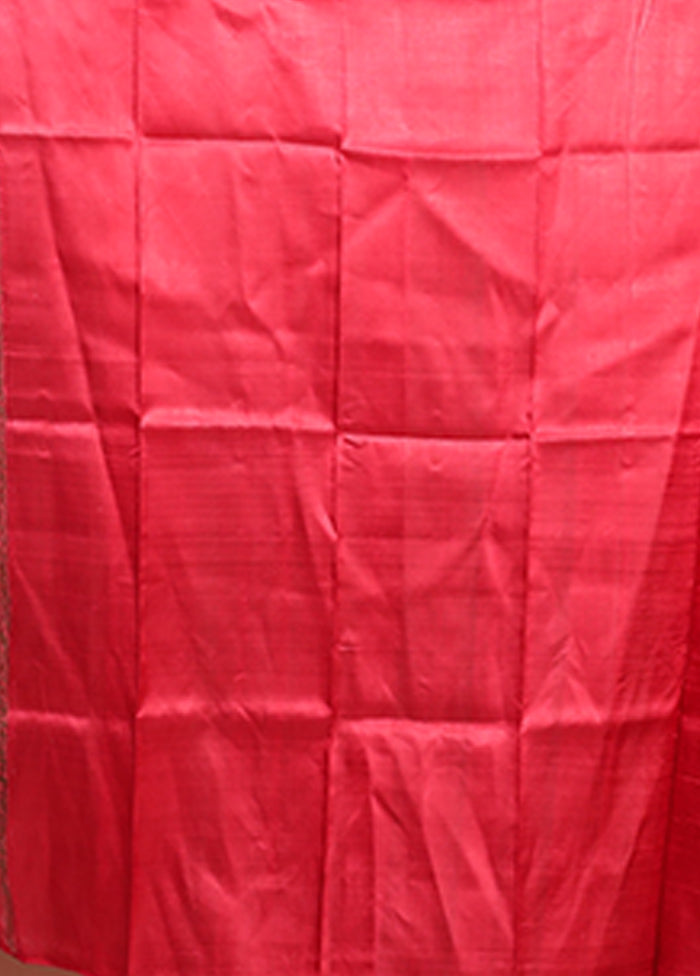 Red Printed Pure Silk Saree Without Blouse Piece