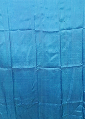 Blue Printed Silk Saree Without Blouse Piece