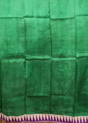 Green Printed Silk Saree Without Blouse Piece