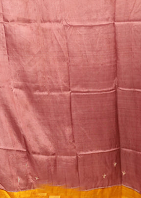Cream Handloom Tussar Pure Silk Saree With Blouse Piece