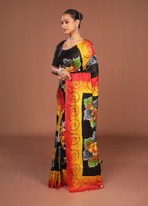 Multicolor Handloom Tussar Pure Silk Saree With Blouse Piece