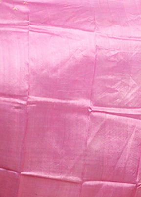 Pink Handloom Tussar Pure Silk Saree With Blouse Piece
