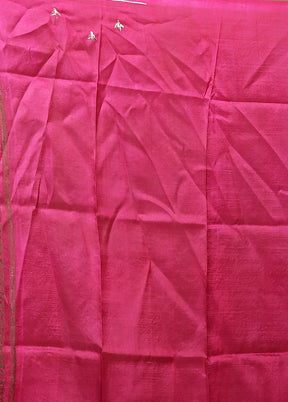 Green Handloom Tussar Pure Silk Saree With Blouse Piece