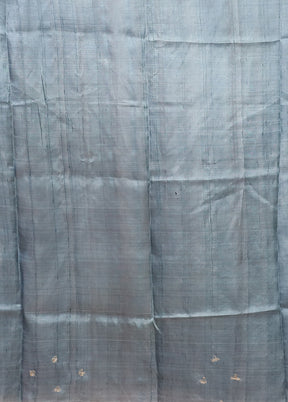 Black Handloom Tussar Pure Silk Saree With Blouse Piece