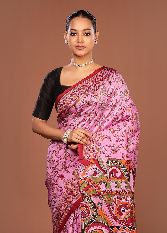 Multicolor Handloom Tussar Pure Silk Saree With Blouse Piece
