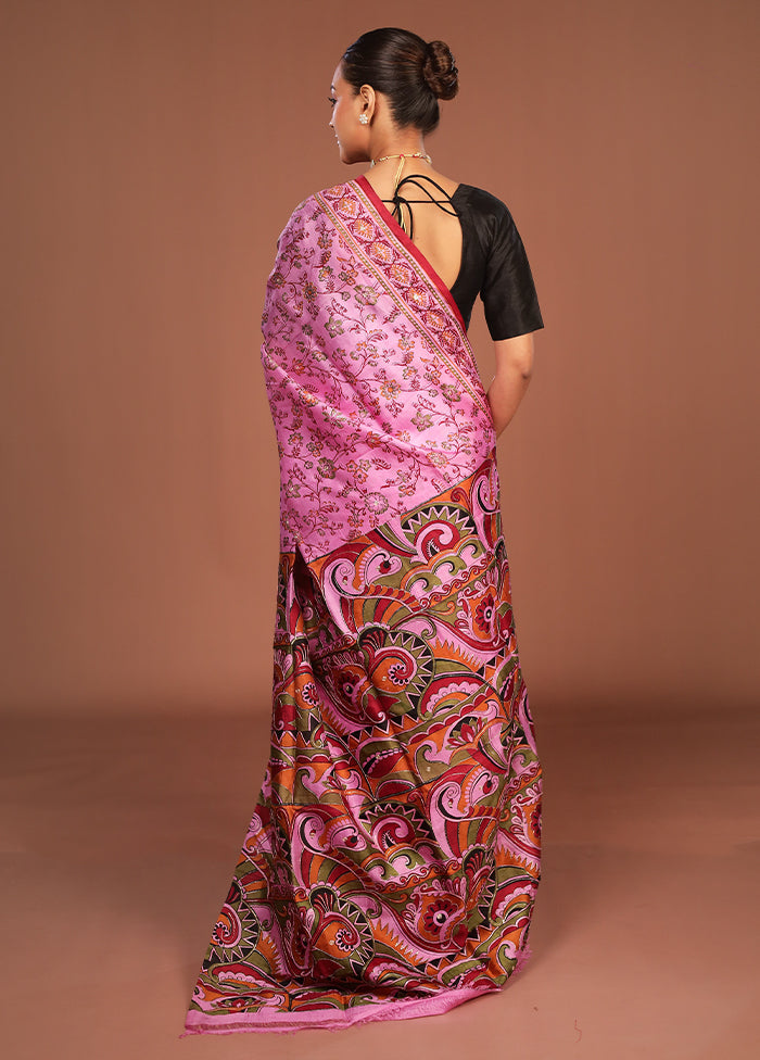 Multicolor Handloom Tussar Pure Silk Saree With Blouse Piece