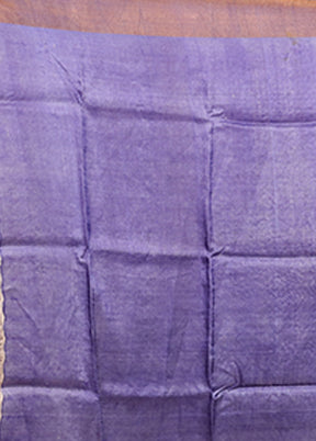 Blue Handloom Tussar Pure Silk Saree With Blouse Piece