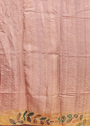 Cream Handloom Tussar Pure Silk Saree With Blouse Piece