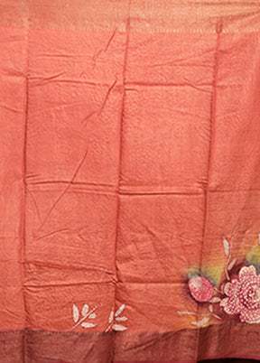 Multicolor Handloom Tussar Pure Silk Saree With Blouse Piece