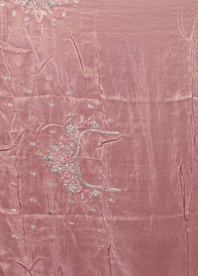Pink Handloom Chiffon Pure Silk Saree With Blouse Piece