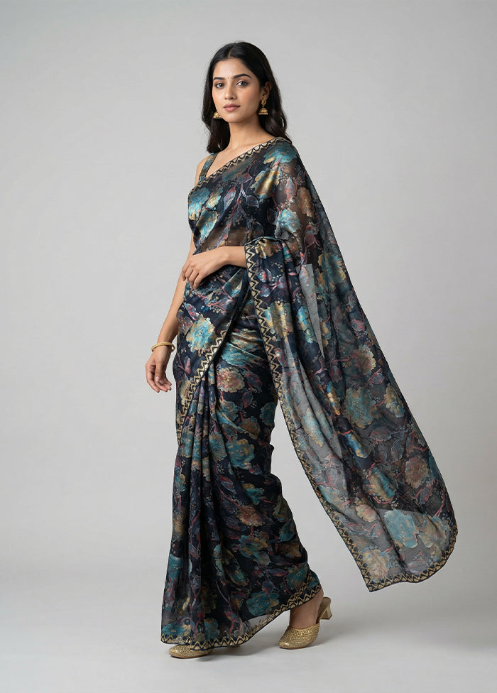 Black Organza Saree With Blouse Piece