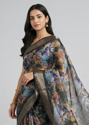 Black Organza Saree With Blouse Piece