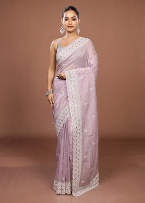 Purple Tissue Silk Saree With Blouse Piece
