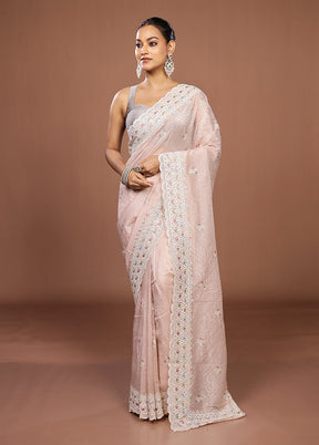 Pink Tissue Silk Saree With Blouse Piece