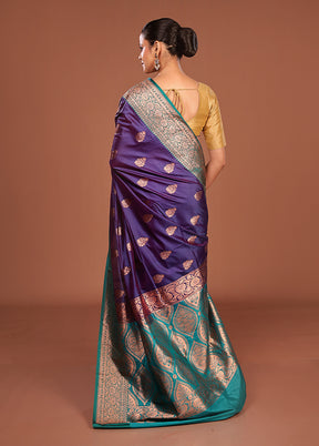 Purple Katan Silk Saree With Blouse Piece