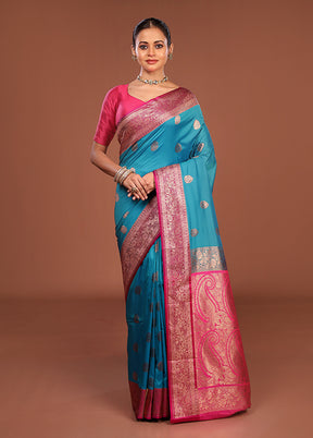 Green Katan Silk Saree With Blouse Piece