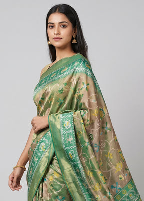 Cream Dupion Silk Saree With Blouse Piece