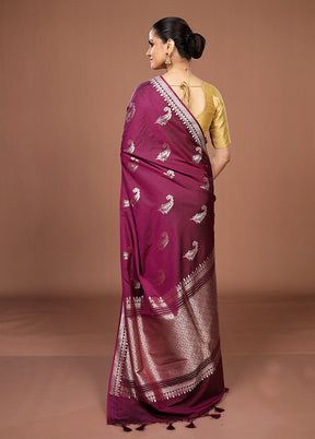 Purple Katan Silk Saree With Blouse Piece