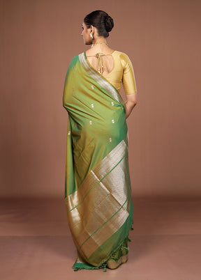 Green Katan Silk Saree With Blouse Piece