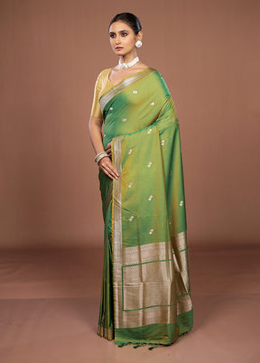 Green Katan Silk Saree With Blouse Piece