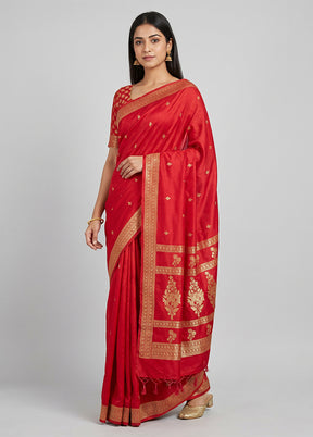 Pink Katan Silk Saree With Blouse Piece