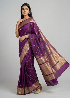 Purple Katan Silk Saree With Blouse Piece
