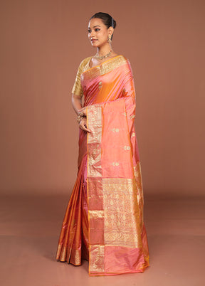 Pink Handloom Katan Pure Silk Saree With Blouse Piece