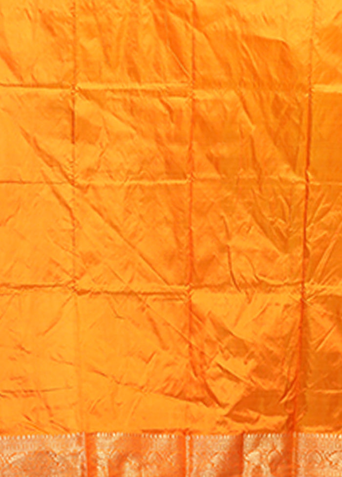 Orange Handloom Katan Pure Silk Saree With Blouse Piece