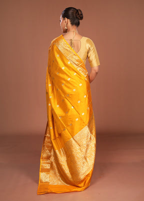 Yellow Handloom Katan Pure Silk Saree With Blouse Piece