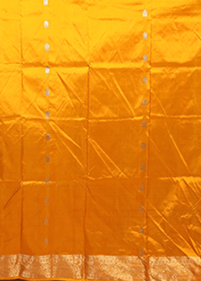 Yellow Handloom Katan Pure Silk Saree With Blouse Piece