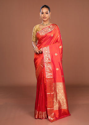 Pink Handloom Katan Pure Silk Saree With Blouse Piece