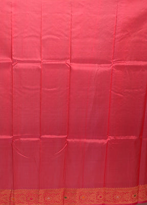 Pink Handloom Pure Organza Saree With Blouse Piece