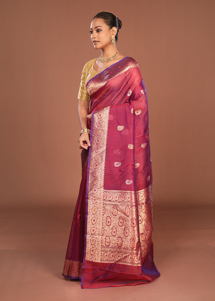Pink Handloom Pure Organza Saree With Blouse Piece