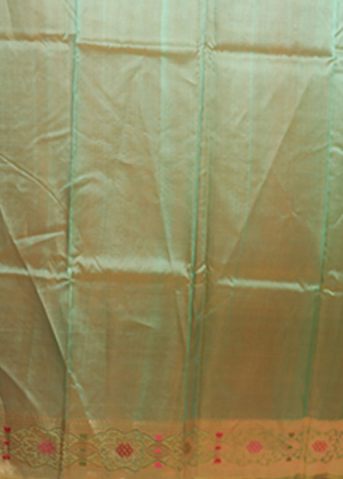 Green Handloom Pure Organza Saree With Blouse Piece