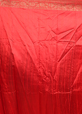 Orange Handloom Tussar Pure Silk Saree With Blouse Piece
